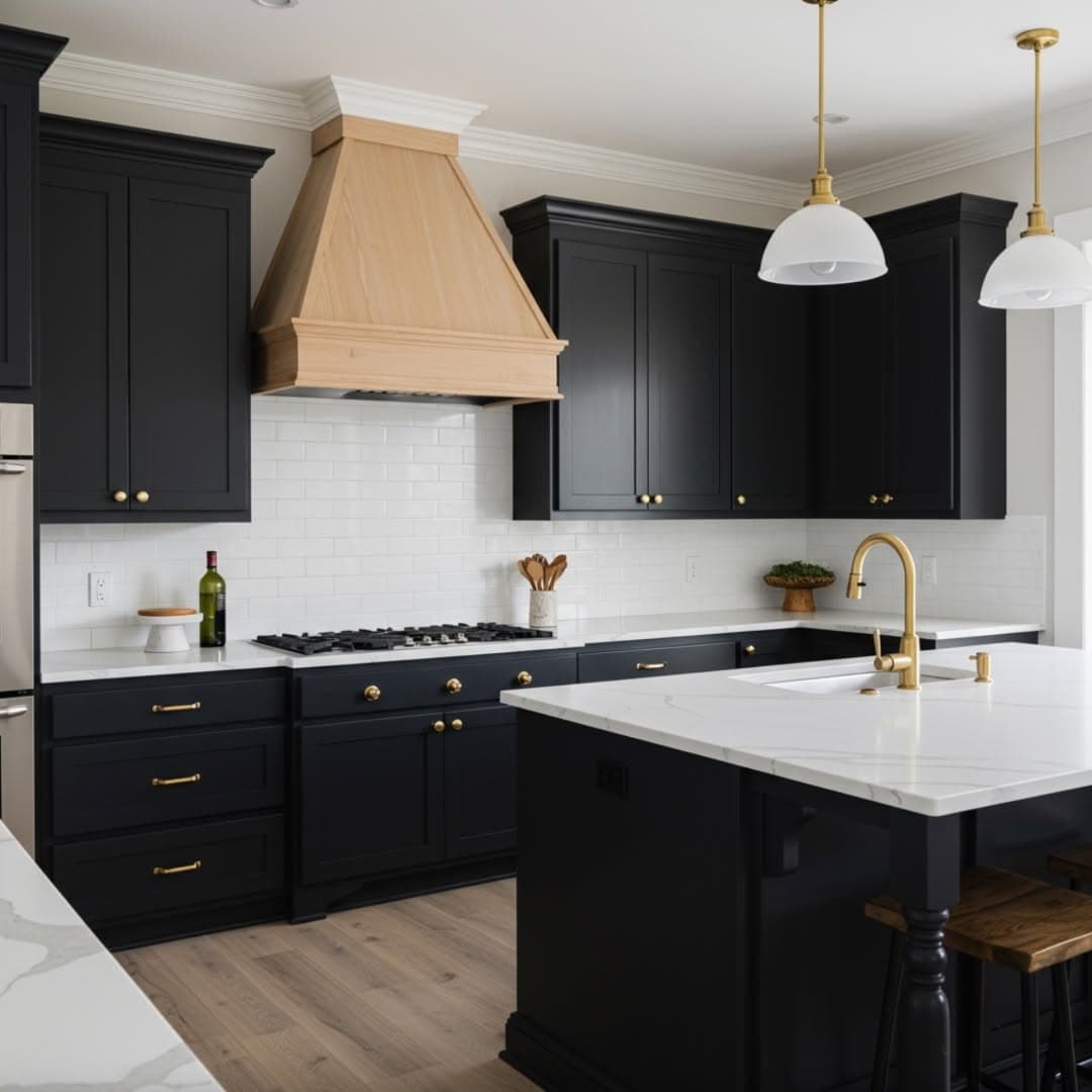 Bold Black and Wood Kitchen
