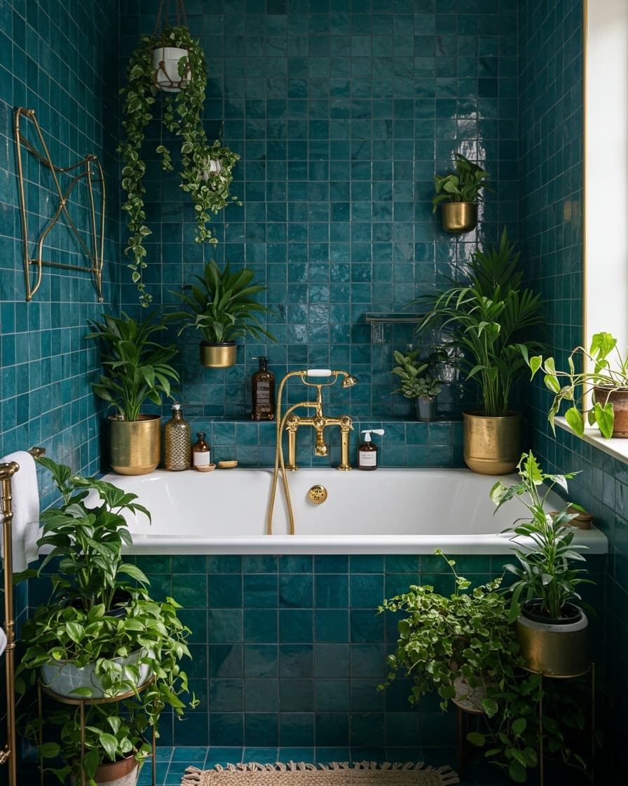 Lush Jewel-Toned Bathroom Oasis