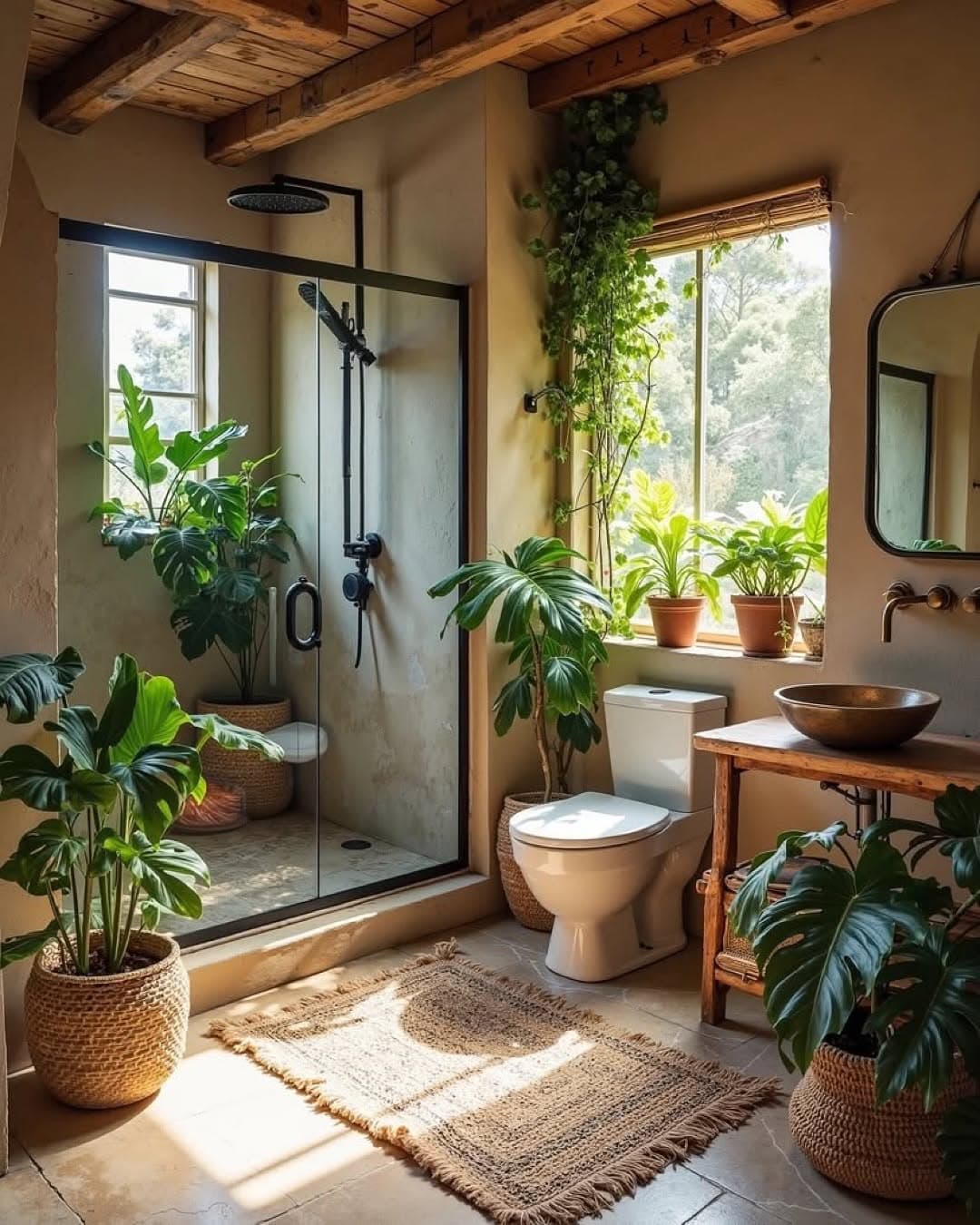 Bohemian Indoor Jungle Bathroom