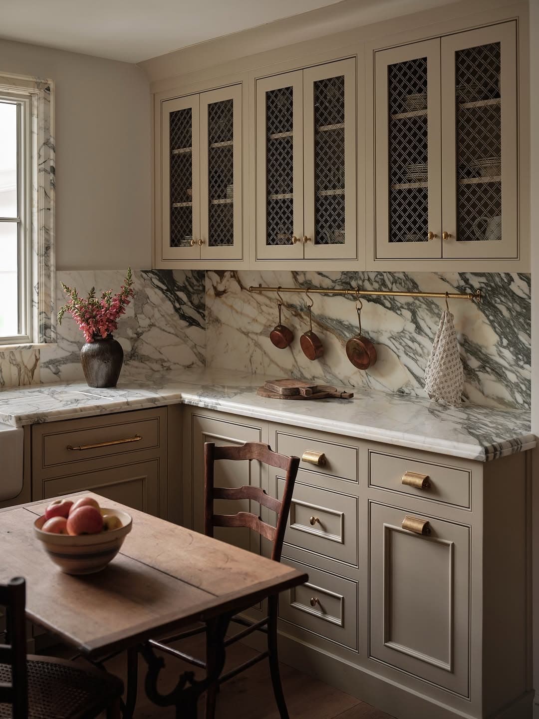 Elegant Marble Kitchen Cabinetry Detail
