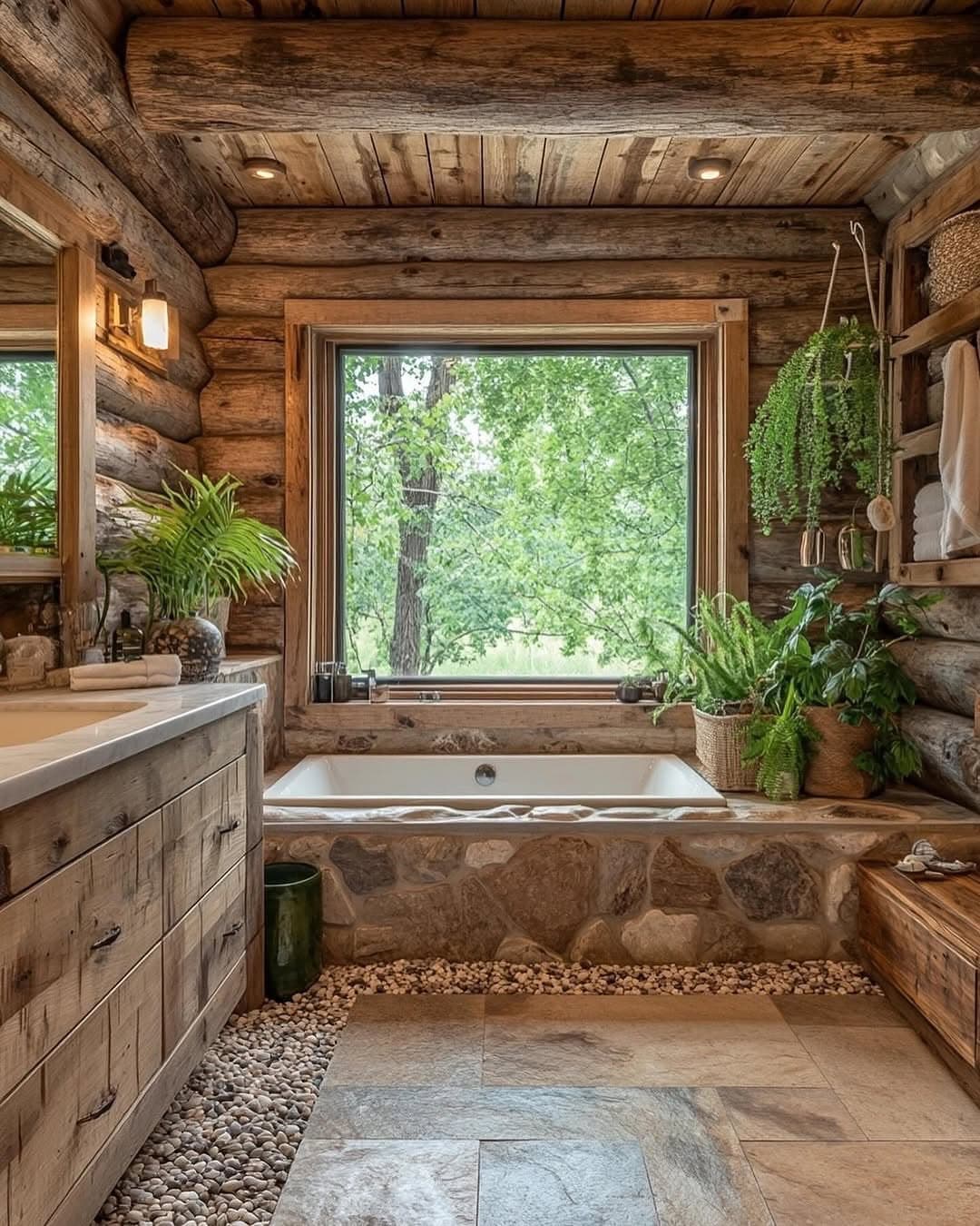 Rustic Log Cabin Bathroom Retreat