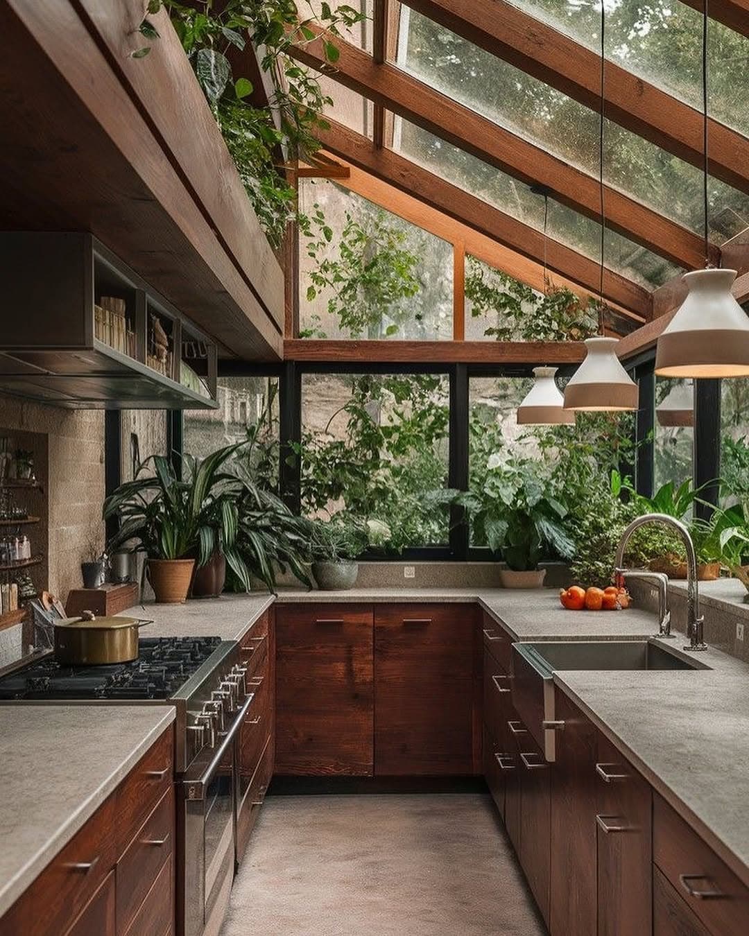 Sunlit Greenhouse Kitchen Design