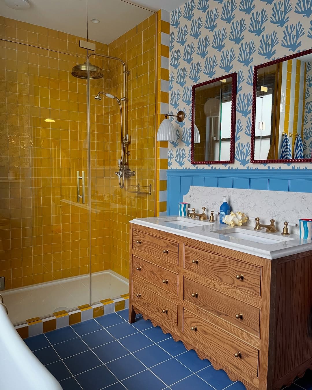 Vibrant Coral & Yellow Bathroom